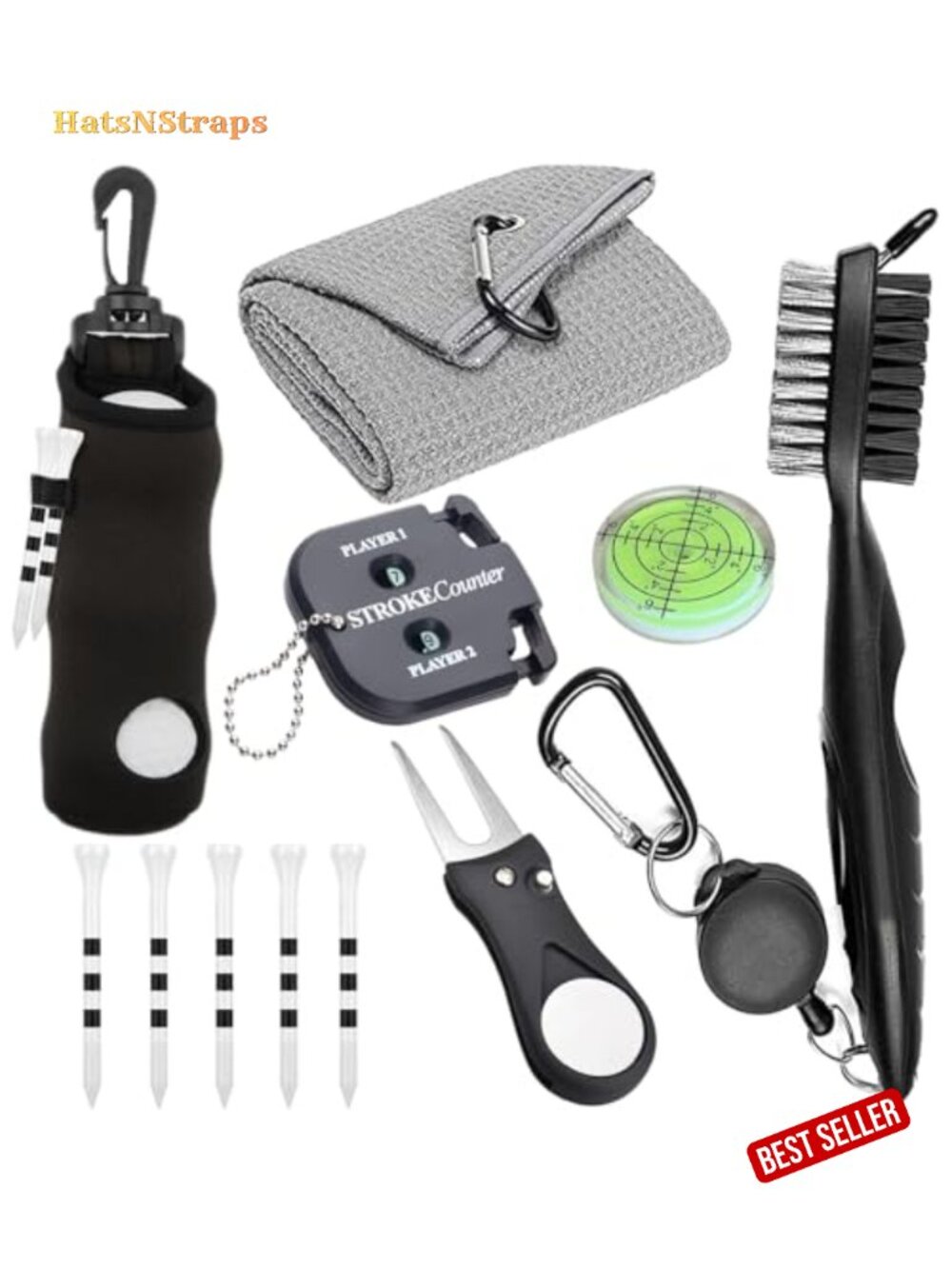 11 Pc Golf Accessories Kit Ball Bag Tees Towel Brush Divot Tool